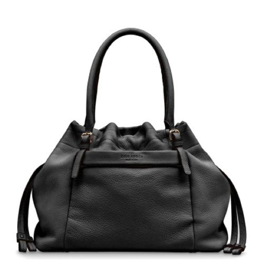 Kate Spade Westbury Drawstring Opus Black Leather Shoulder Bag